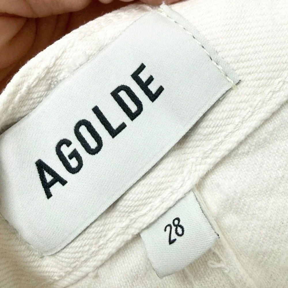 AGOLDE Indra Hip Slung Baggy Denim Shorts Fortune White Size 28 NEW - Picture 9 of 9